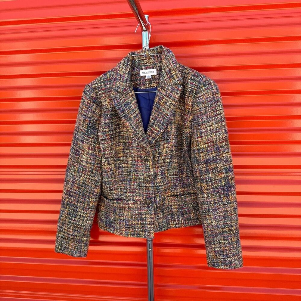 Vintage 90s rainbow blazer women's size 6  Yard knit style